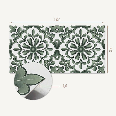 Rectangular wall panel A plant motif in a circle