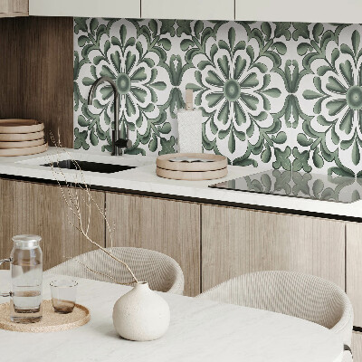 Rectangular wall panel A plant motif in a circle