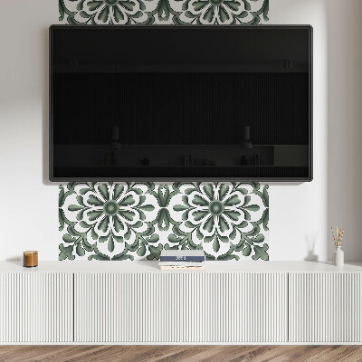 Rectangular wall panel A plant motif in a circle