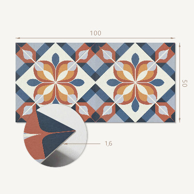 Rectangular wall panel Floral motif in a geometric style