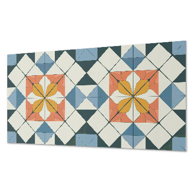 Rectangular bathroom wall panel Floral motif in geometric shapes