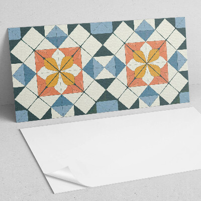 Rectangular bathroom wall panel Floral motif in geometric shapes