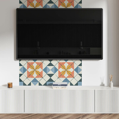 Rectangular bathroom wall panel Floral motif in geometric shapes