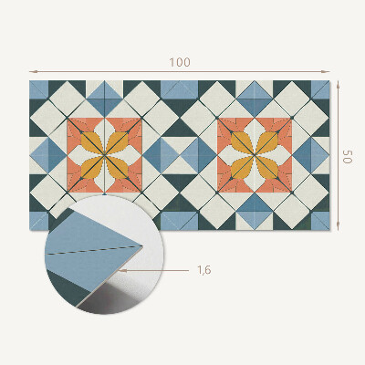 Rectangular bathroom wall panel Floral motif in geometric shapes
