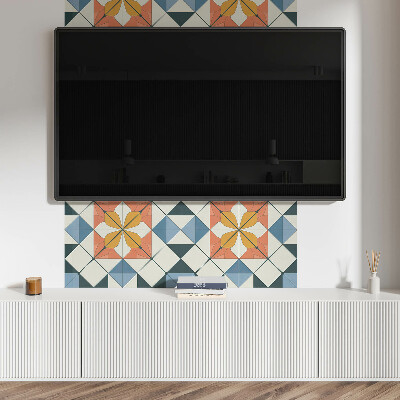 Rectangular bathroom wall panel Floral motif in geometric shapes