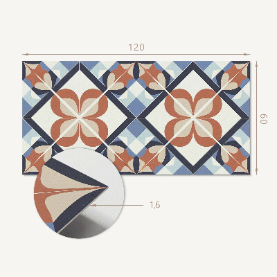 Rectangular wall panel Floral pattern in symmetrical shapes