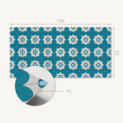 Rectangular wall panel Floral motif in geometric shapes