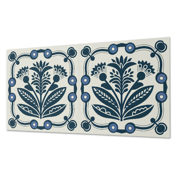 Rectangular decorative wall panel Floral motif with green leaves