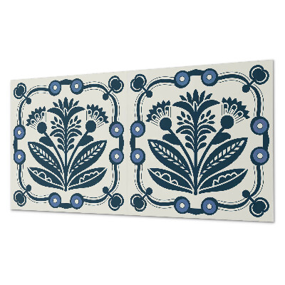 Rectangular decorative wall panel Floral motif with green leaves