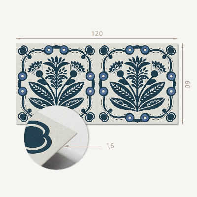Rectangular decorative wall panel Floral motif with green leaves