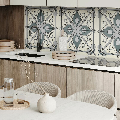 Rectangular bathroom wall panel Floral motif with decorative details