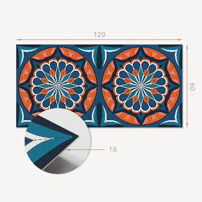 Rectangular wall panel Mandala with a leaf pattern