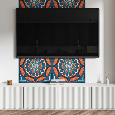 Rectangular wall panel Mandala with a leaf pattern