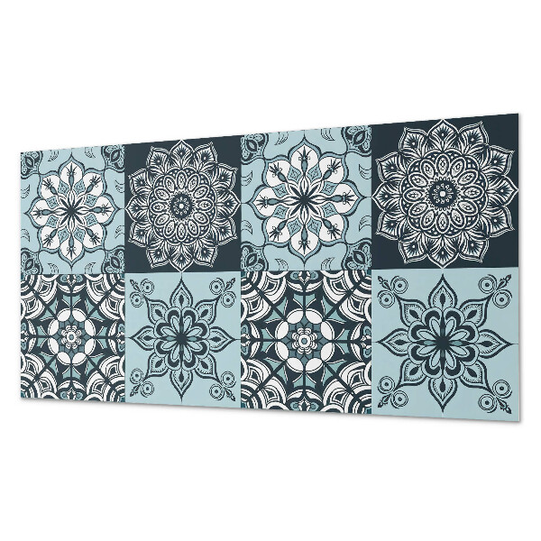 Rectangular decorative wall panel Checkered mandala patterns