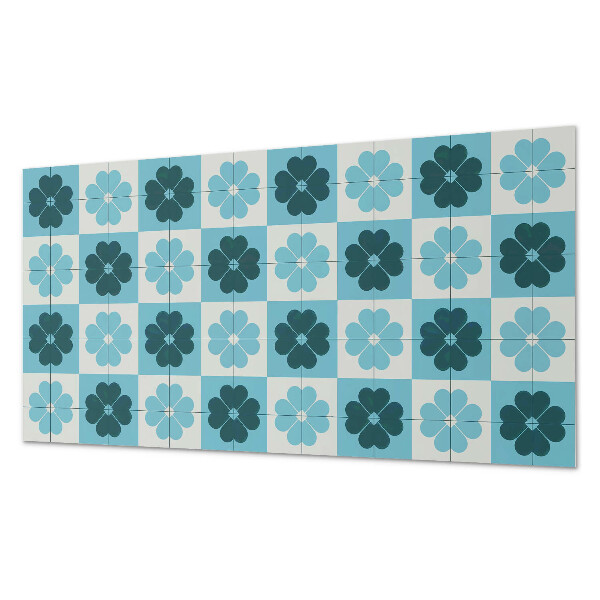 Rectangular wall panel Checkered floral motif