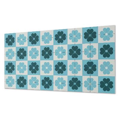 Rectangular wall panel Checkered floral motif