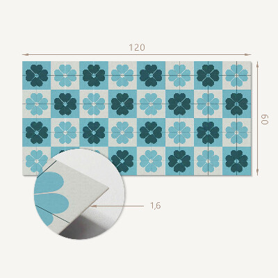 Rectangular wall panel Checkered floral motif