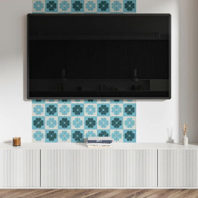 Rectangular wall panel Checkered floral motif