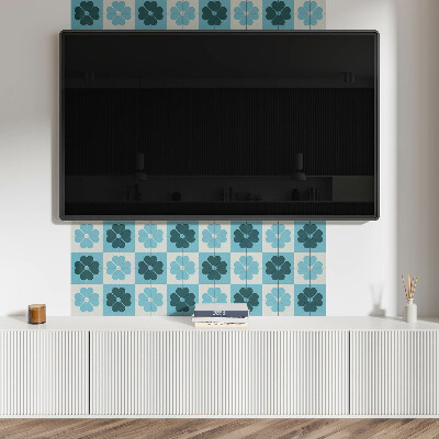 Rectangular wall panel Checkered floral motif