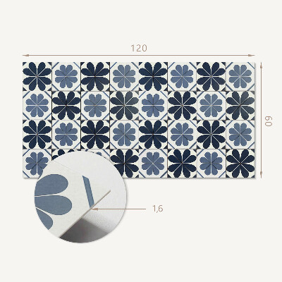 Rectangular bathroom wall panel Floral motif on tiles