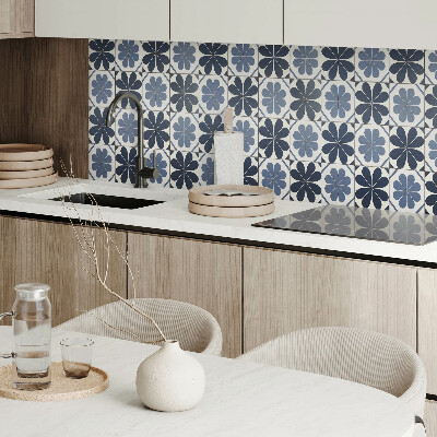 Rectangular bathroom wall panel Floral motif on tiles