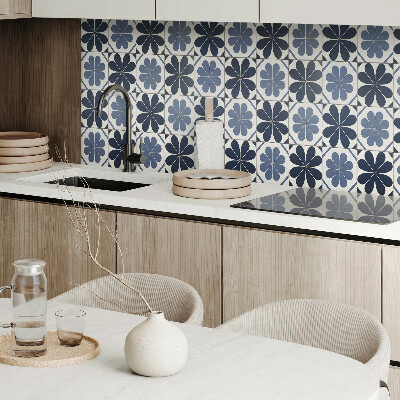 Rectangular bathroom wall panel Floral motif on tiles