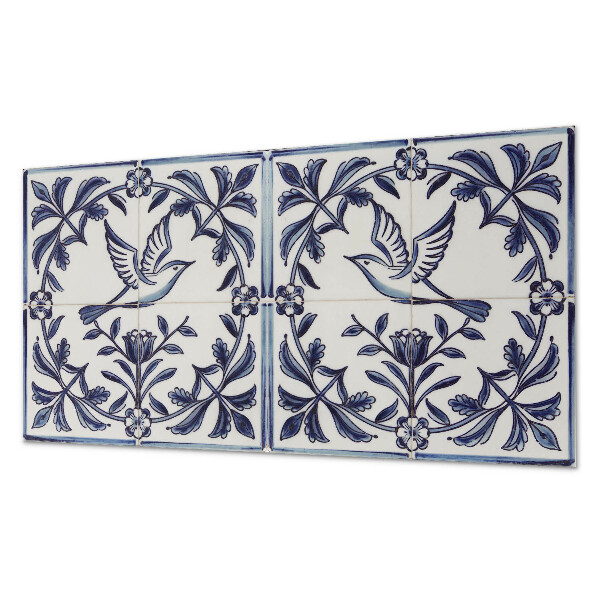 Rectangular bathroom wall panel Bird motif among the greenery
