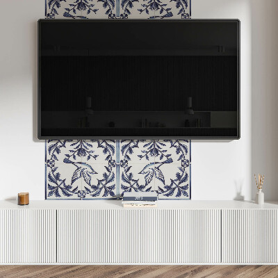 Rectangular bathroom wall panel Bird motif among the greenery
