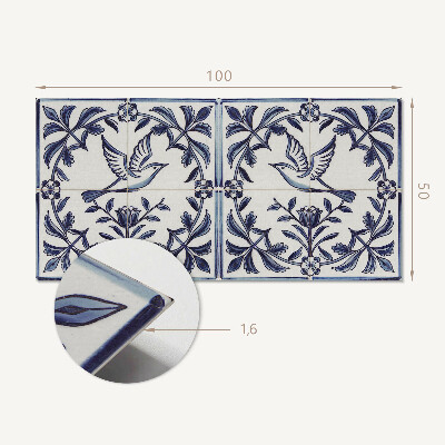 Rectangular bathroom wall panel Bird motif among the greenery
