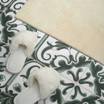 Rectangular wall panel Plant squares in a geometric style