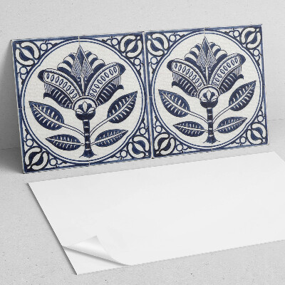 Rectangular decorative wall panel Floral motif in ceramic style