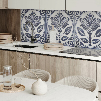 Rectangular decorative wall panel Floral motif in ceramic style