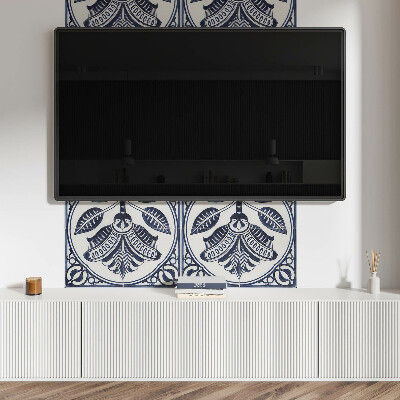 Rectangular decorative wall panel Floral motif in ceramic style