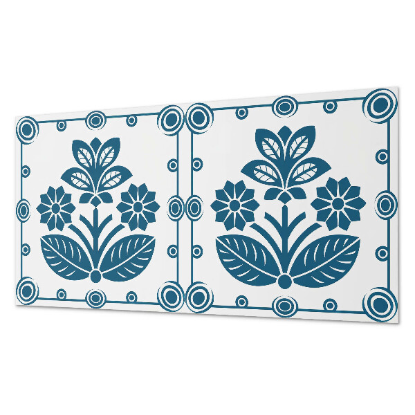 Rectangular wall panel Floral decorative motif