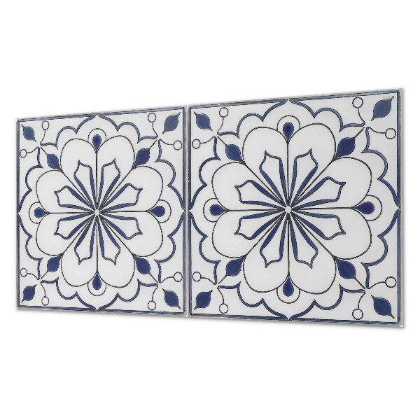 Rectangular bathroom wall panel Floral motif in ceramic style