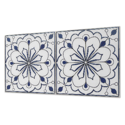 Rectangular bathroom wall panel Floral motif in ceramic style