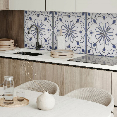 Rectangular bathroom wall panel Floral motif in ceramic style