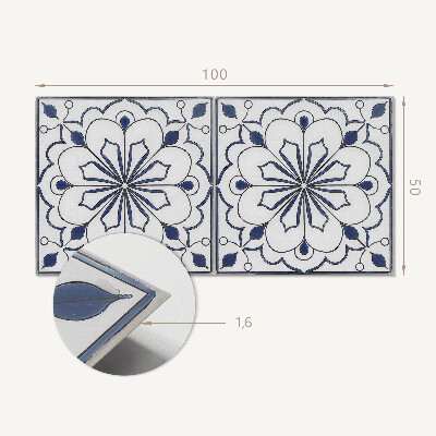 Rectangular bathroom wall panel Floral motif in ceramic style
