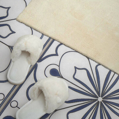 Rectangular bathroom wall panel Floral motif in ceramic style