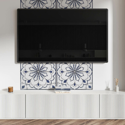 Rectangular bathroom wall panel Floral motif in ceramic style