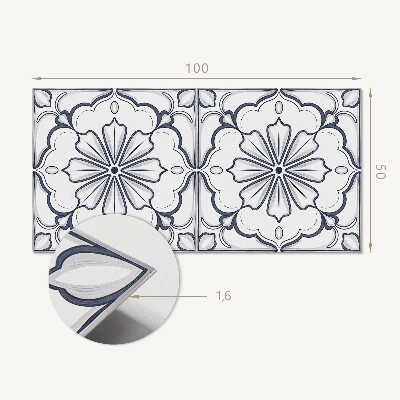 Rectangular decorative wall panel Floral motif on the tile
