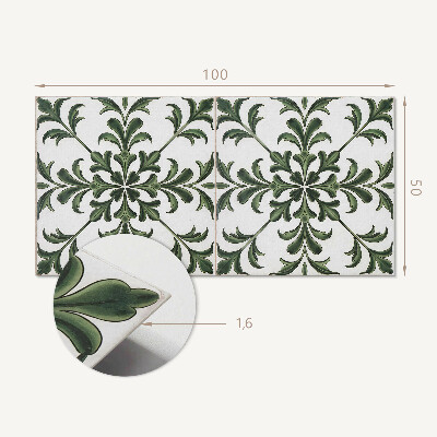 Rectangular wall panel Plant pattern on ceramics
