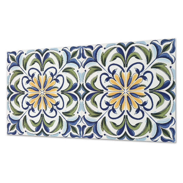 Rectangular bathroom wall panel A plant motif with floral accents