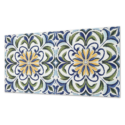 Rectangular bathroom wall panel A plant motif with floral accents