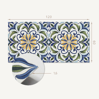Rectangular bathroom wall panel A plant motif with floral accents