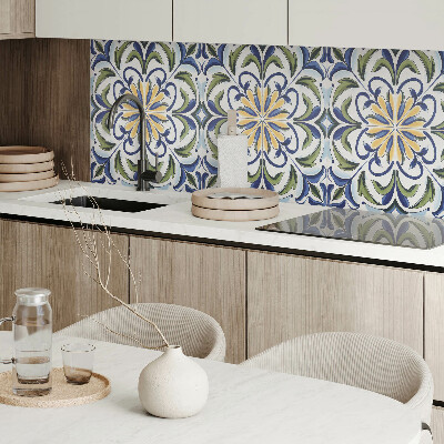 Rectangular bathroom wall panel A plant motif with floral accents