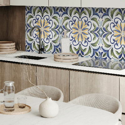 Rectangular bathroom wall panel A plant motif with floral accents
