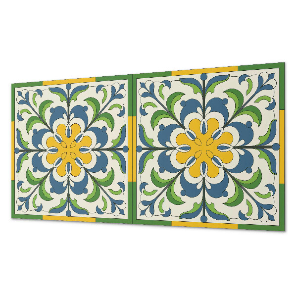 Rectangular wall panel Floral pattern with green leaves