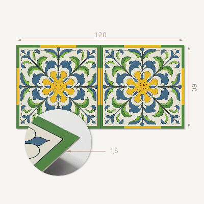 Rectangular wall panel Floral pattern with green leaves