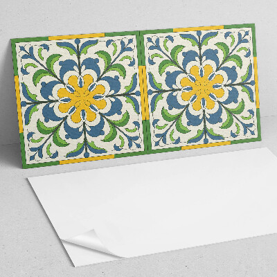 Rectangular wall panel Floral pattern with green leaves